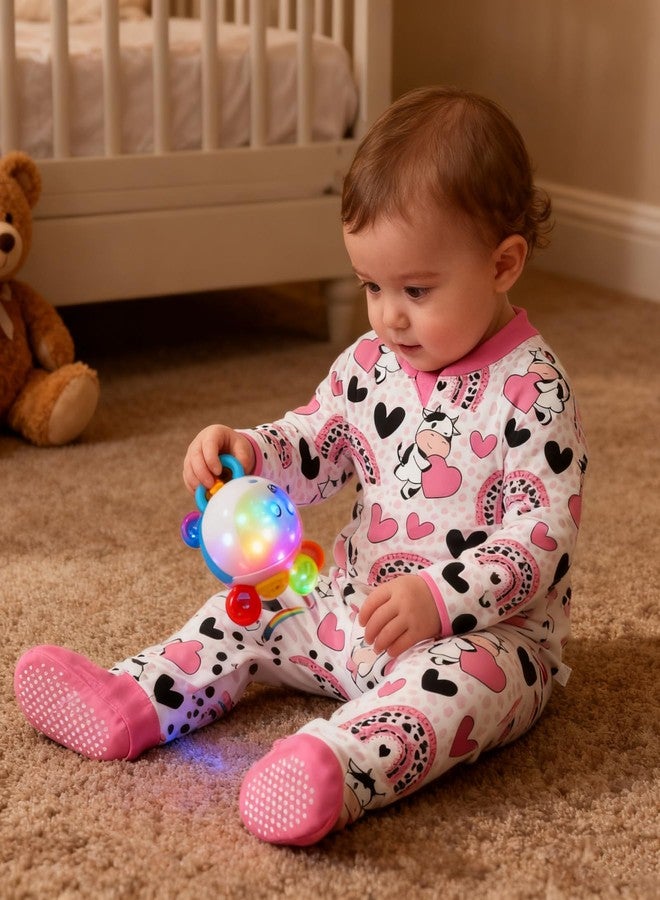 uideazone Baby Cow Clothes 9-12 Months Sleepers Pink Heart Long Sleeve Footed Pajamas Infant One Piece Romper with Mitten Cuffs - Image 4
